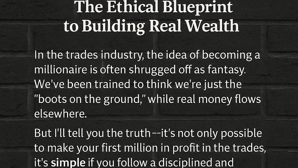 Your First Million in the Trades The Ethical Blueprint to Building Real Wealth